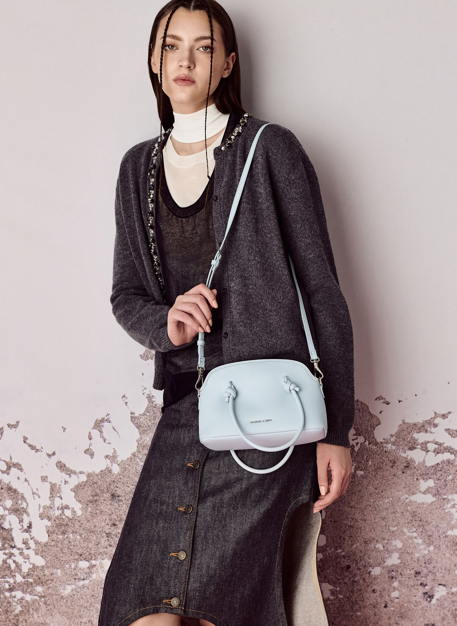 Sammie Knotted-Handle Bowling Bag, Sea Salt Blue, hi-res