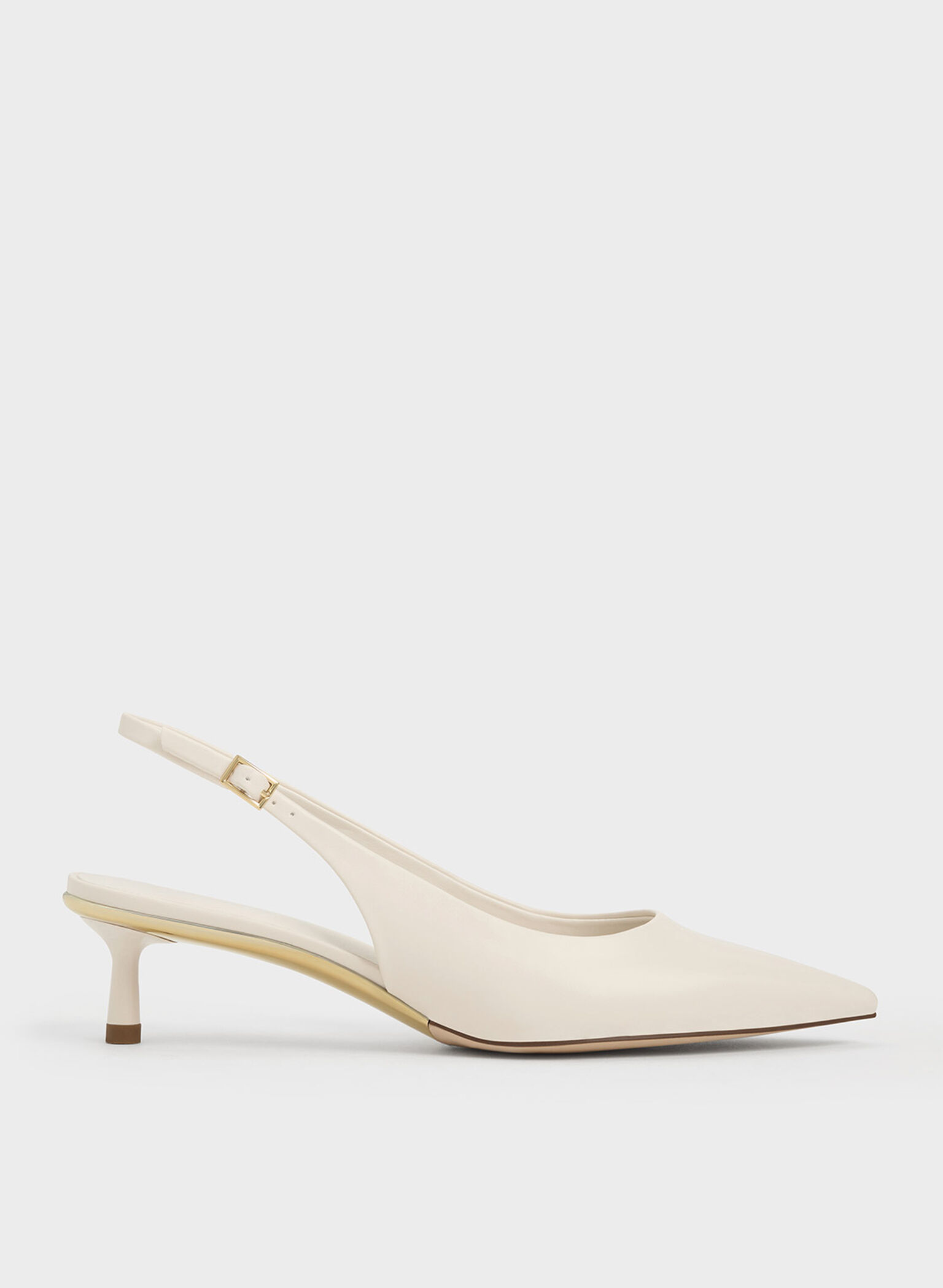 Curtis Pointed-Toe Kitten-Heel Slingback Pumps, Chalk, hi-res
