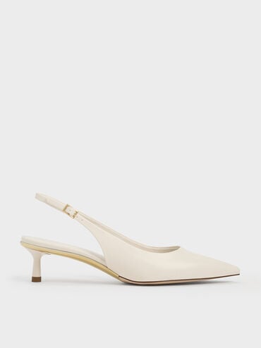 Pointed-Toe Slingback Pumps, Chalk, hi-res