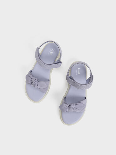 Girls' Nylon Knotted Sandals, Lilac, hi-res