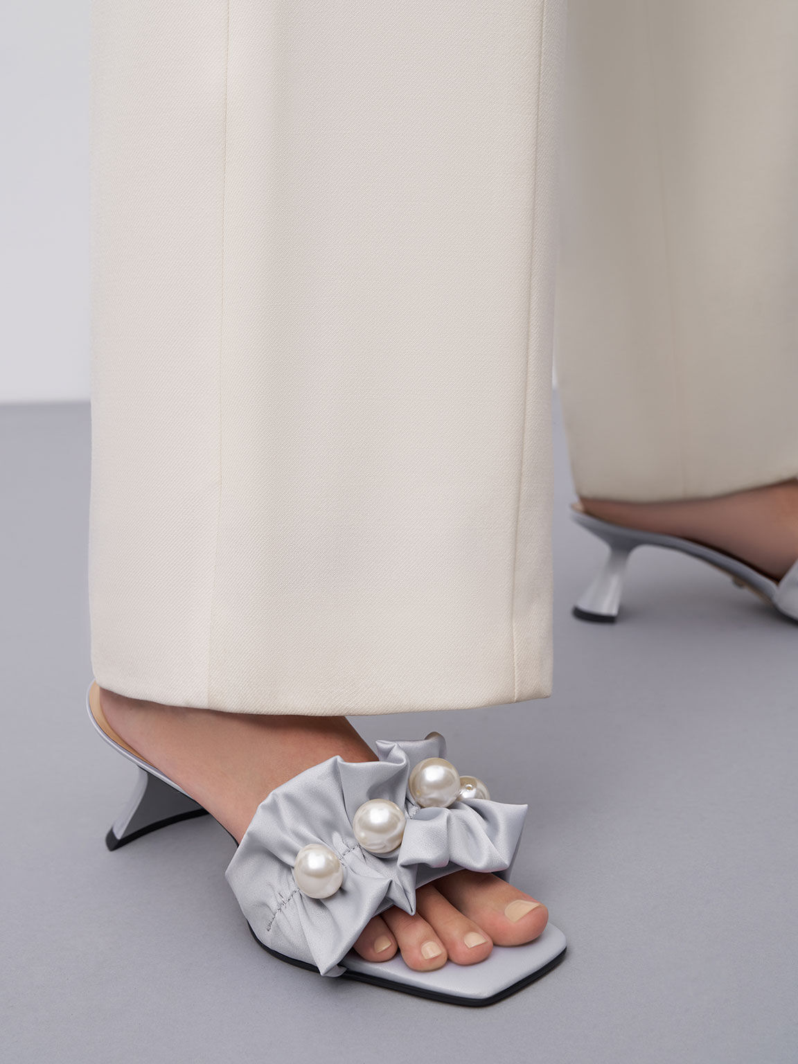 Satin mule heels sales