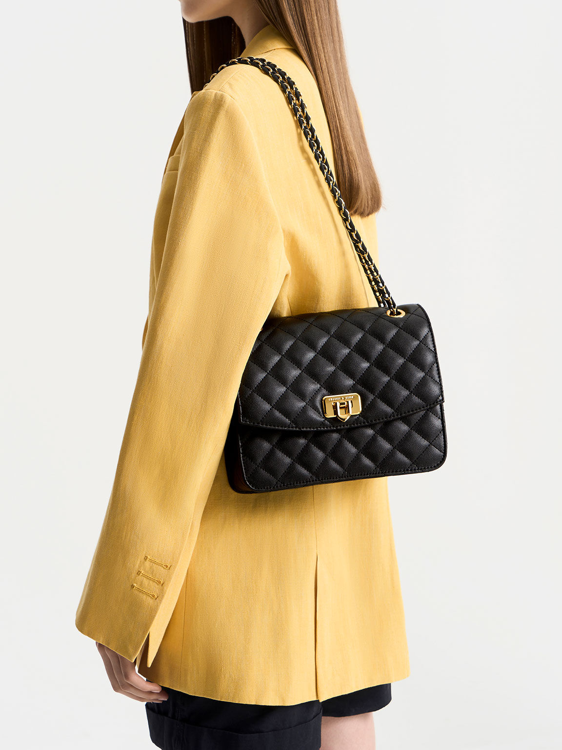 Charles and keith turn lock crossbody bag new arrivals