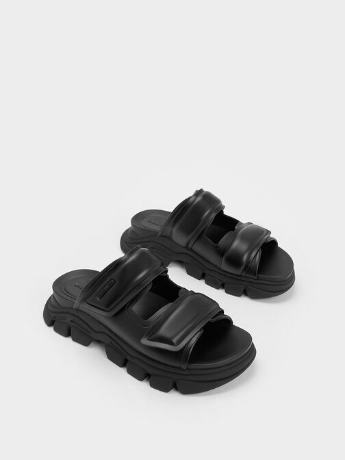 Dash Double Strap Slides, Black, hi-res