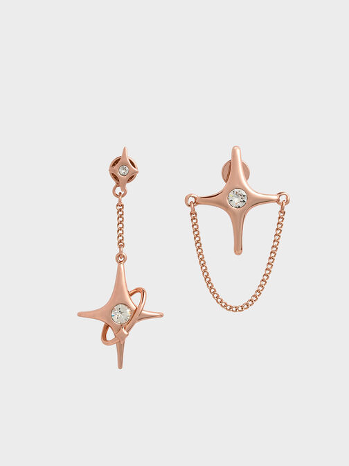 Estelle Star Crystal Mismatch Drop Earrings, Rose Gold, hi-res