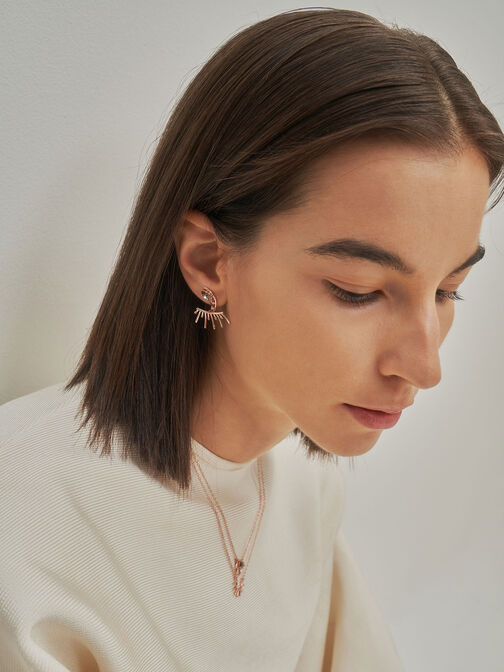 Swarovski® Crystal Stud Earrings, Rose Gold, hi-res