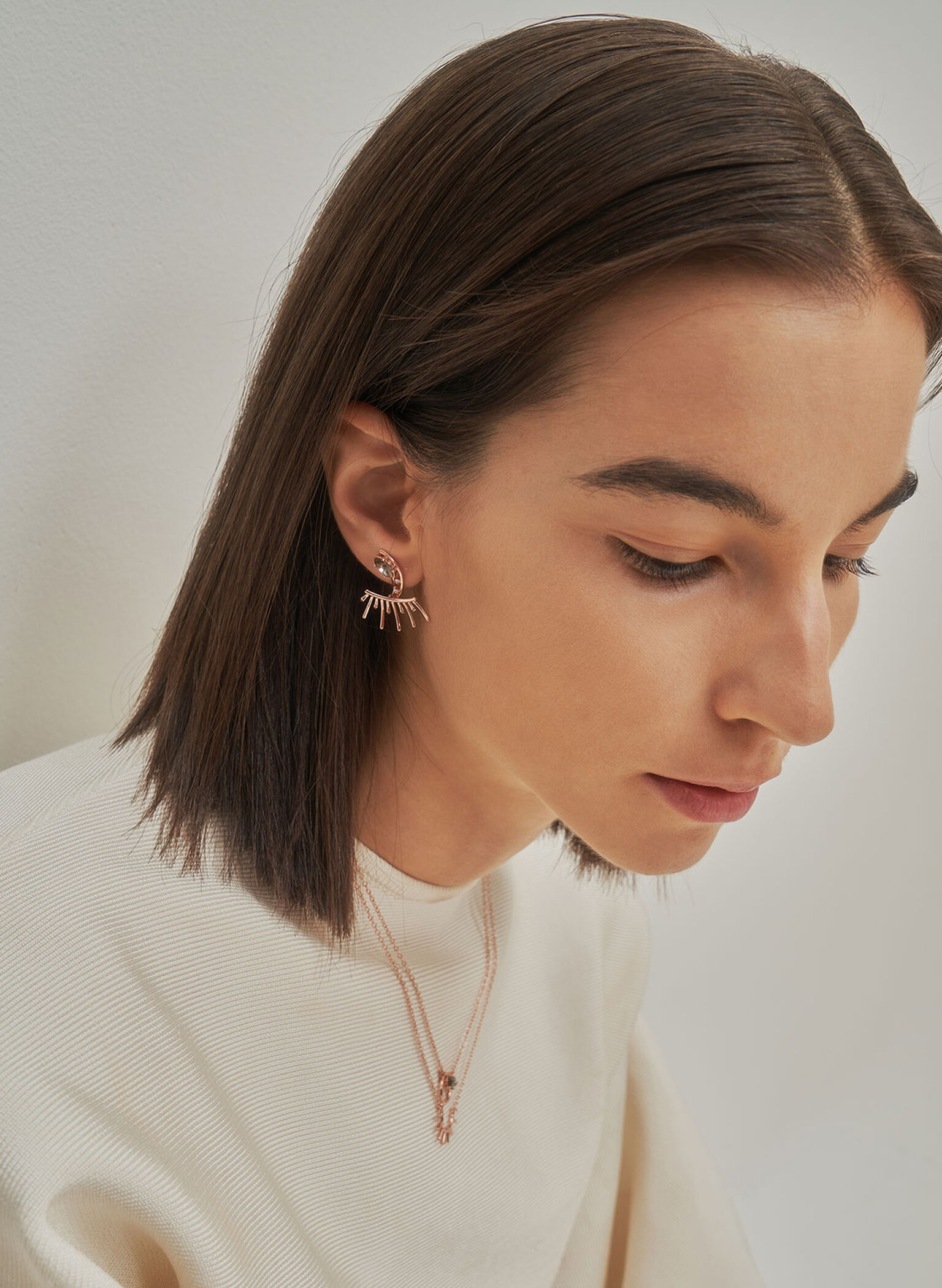 Swarovski® Crystal Stud Earrings, Rose Gold, hi-res