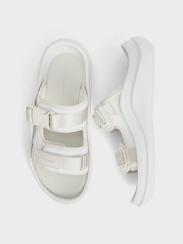 Nylon Double-Strap Sports Sandals, White, hi-res