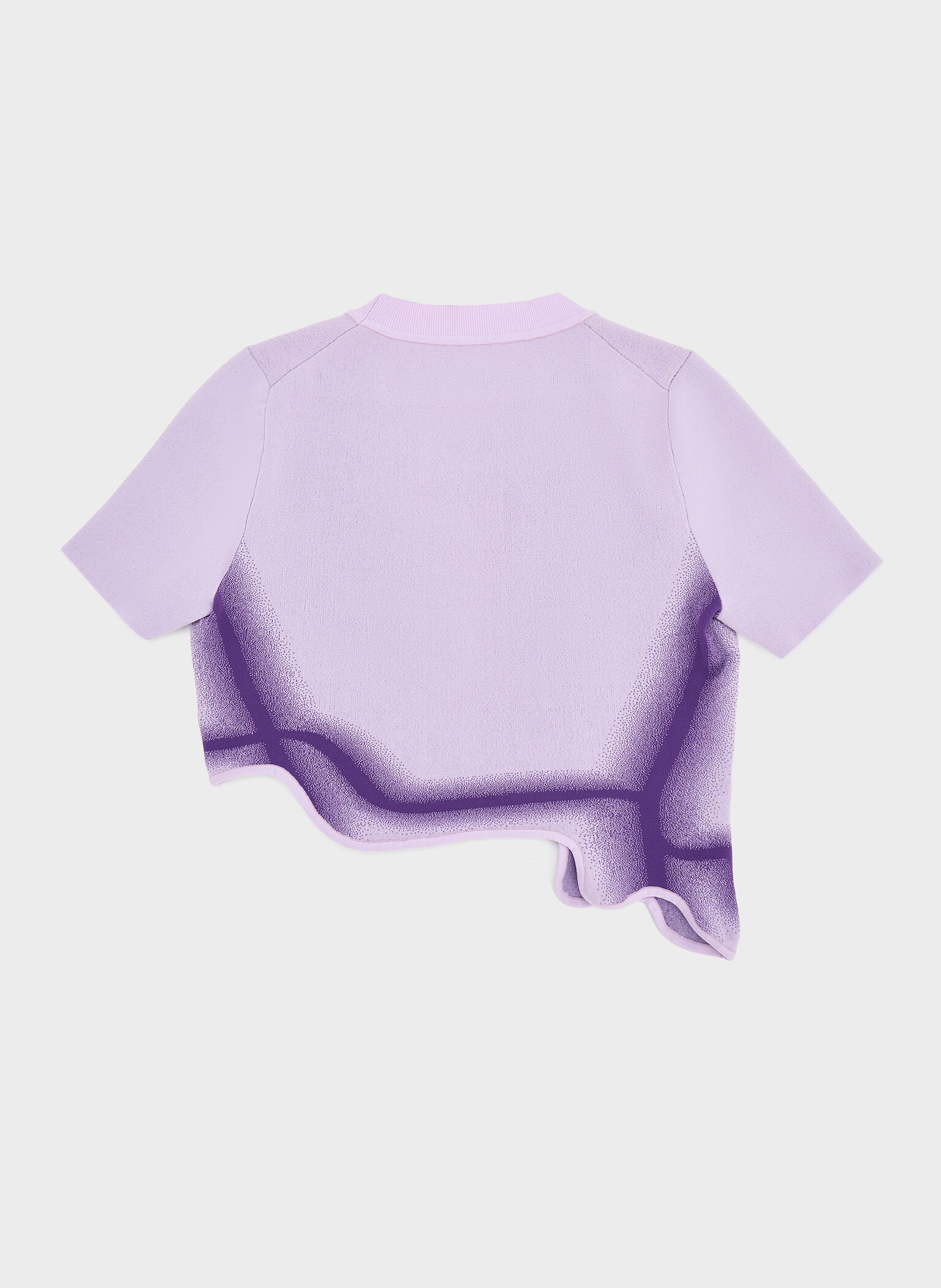 Recycled Polyester Knitted Gradient Wave-Hem Crop Top, Lilac, hi-res