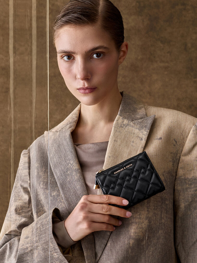 Duo Quilted Small Wallet, Black, hi-res
