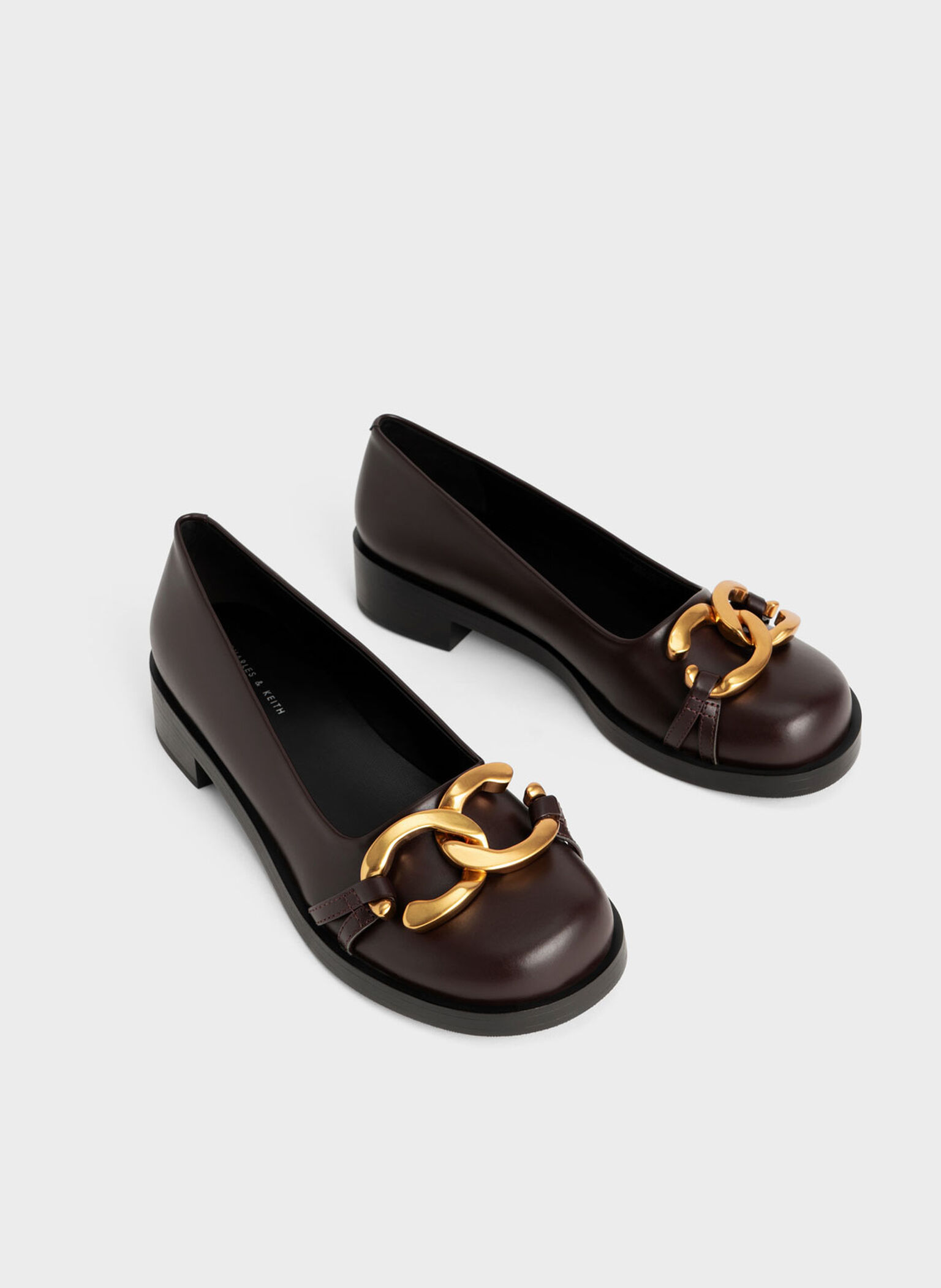 Chunky Metallic Accent Ballerinas, Dark Brown, hi-res