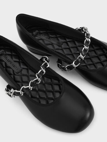Braided-Strap Mary Janes, Black, hi-res
