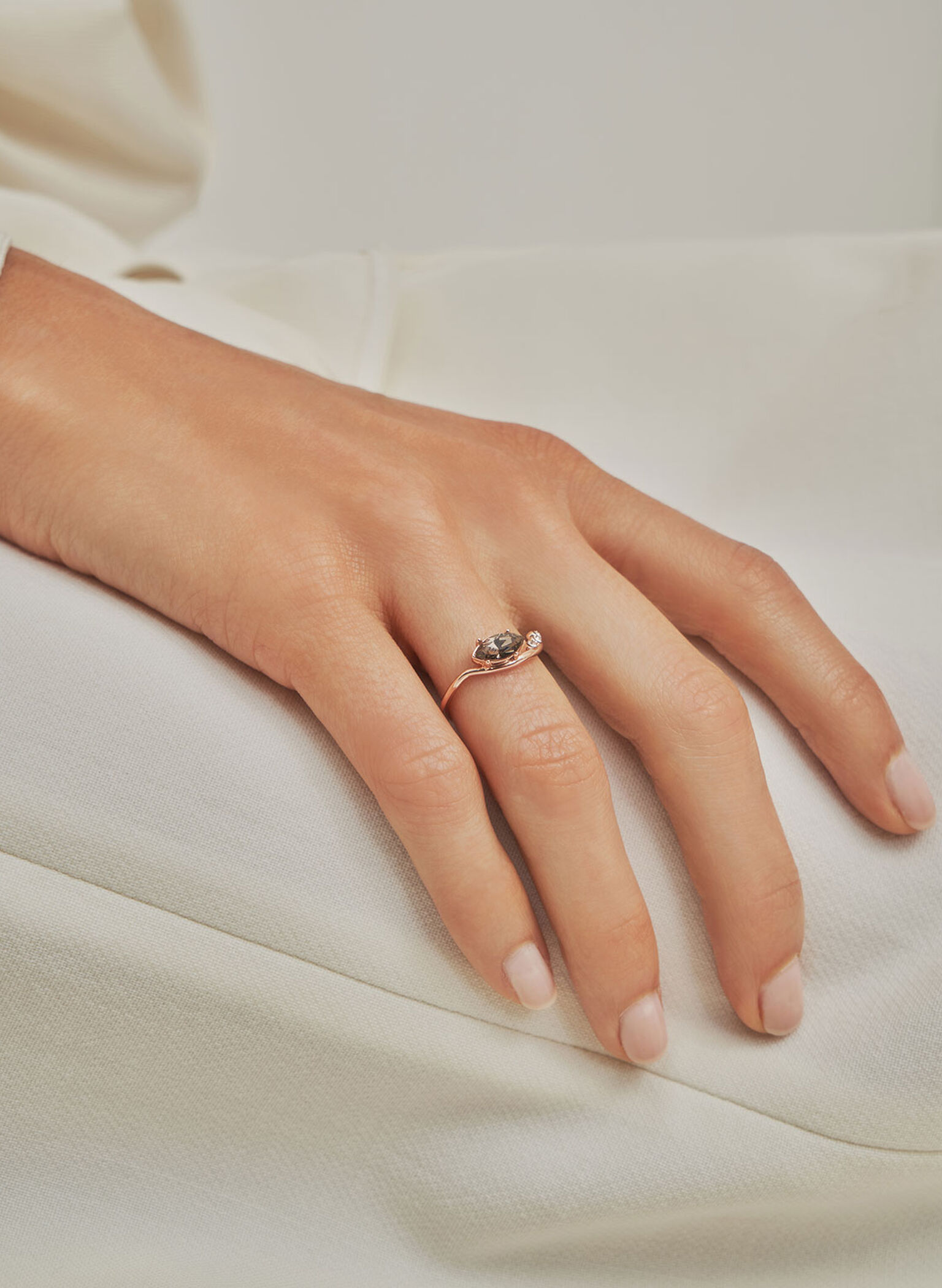 Swarovski® Crystal Geometric Ring, Rose Gold, hi-res
