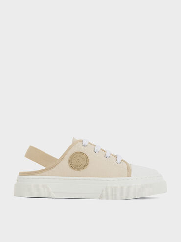 Girls' Two-Tone Slingback Sneakers, Taupe, hi-res