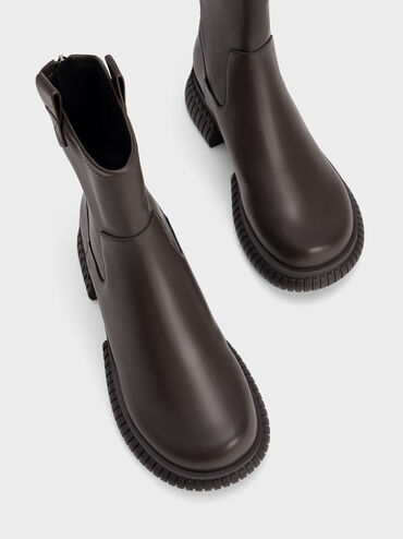 Elise Cowboy Platform Ankle Boots, Dark Brown, hi-res