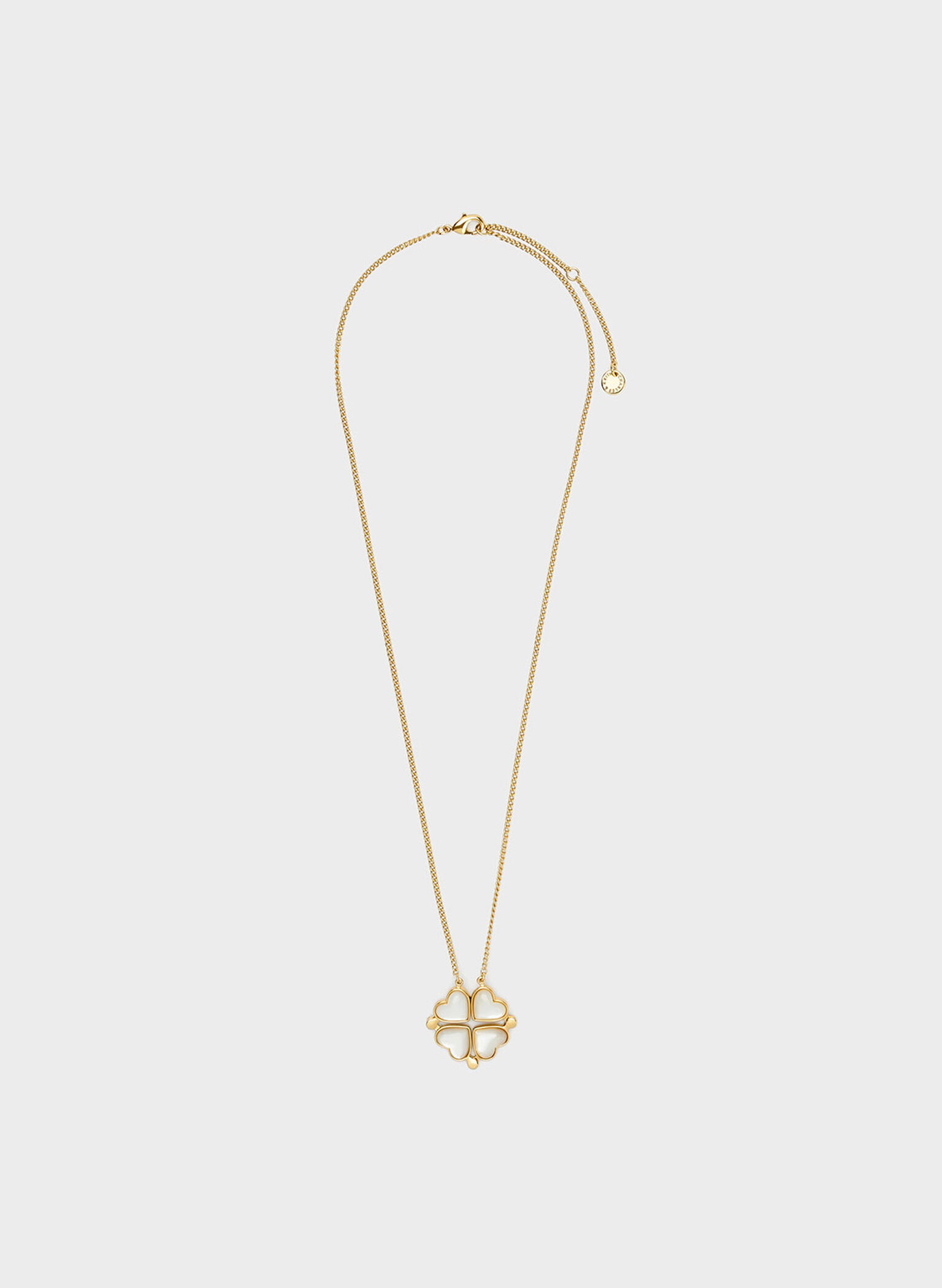 Annalise Clover Heart Necklace, Gold, hi-res