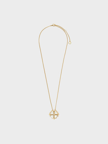 Annalise Clover Heart Necklace, Gold, hi-res