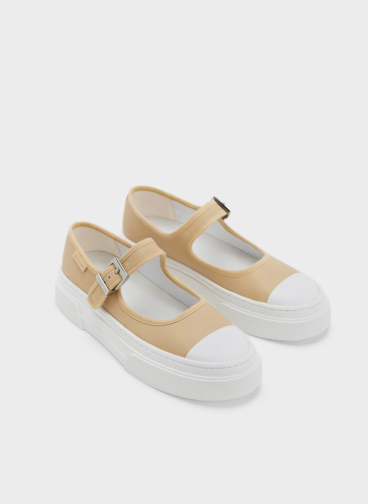Two-Tone Mary Jane Sneakers, Beige, hi-res
