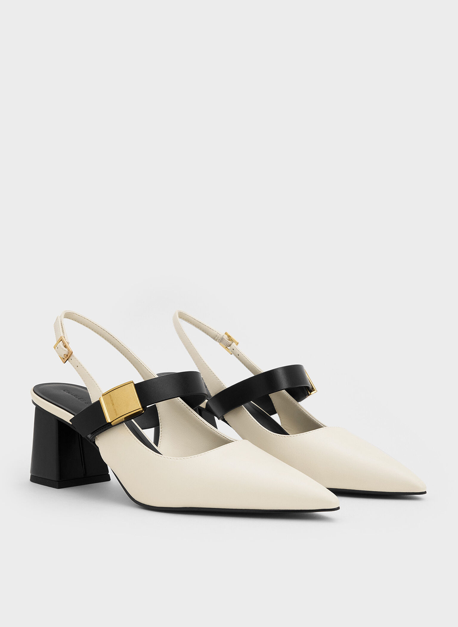 Yvette Mary Jane Slingback Pumps, Chalk, hi-res