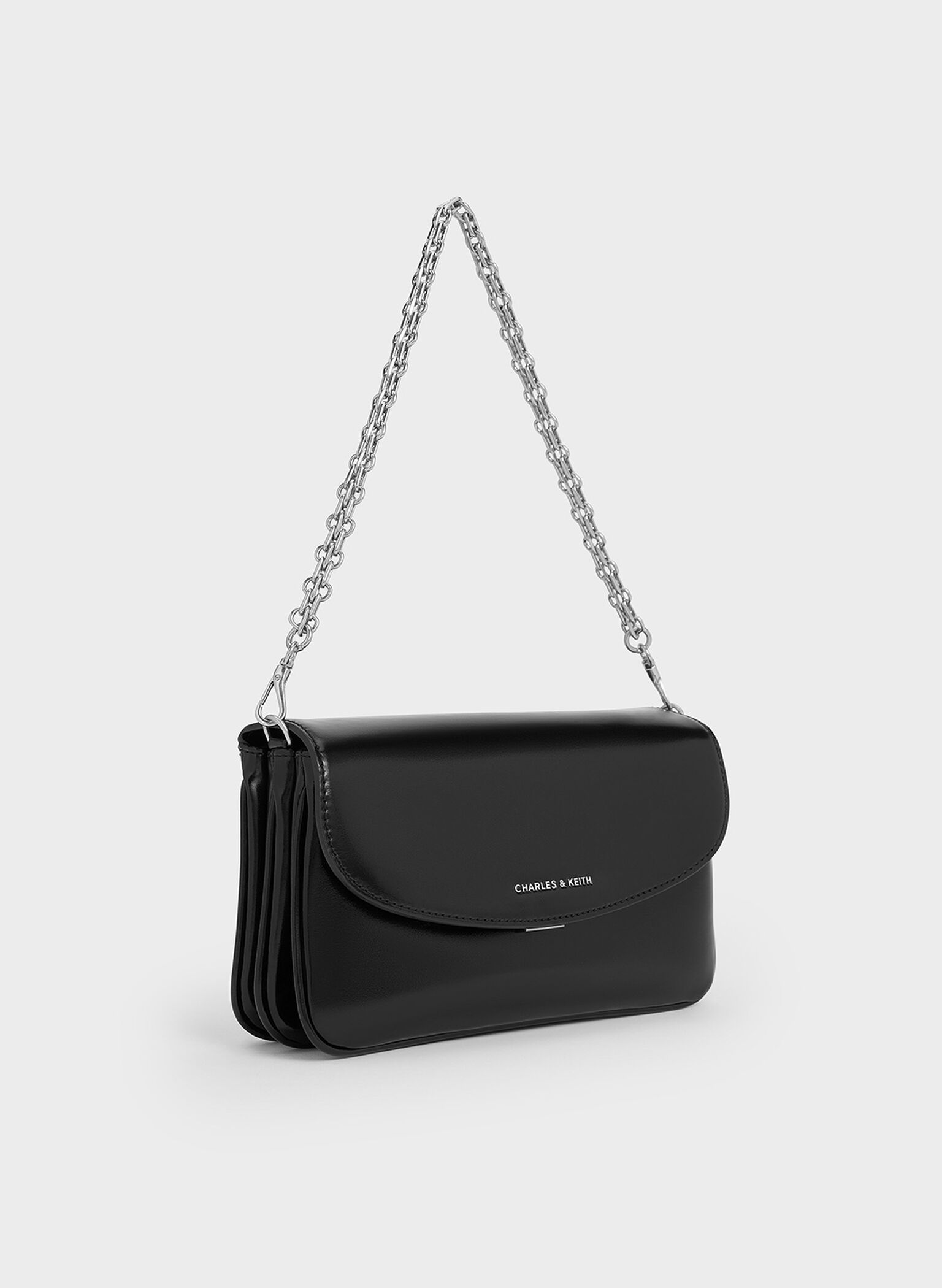 Caia Front Flap Shoulder Bag, Noir, hi-res