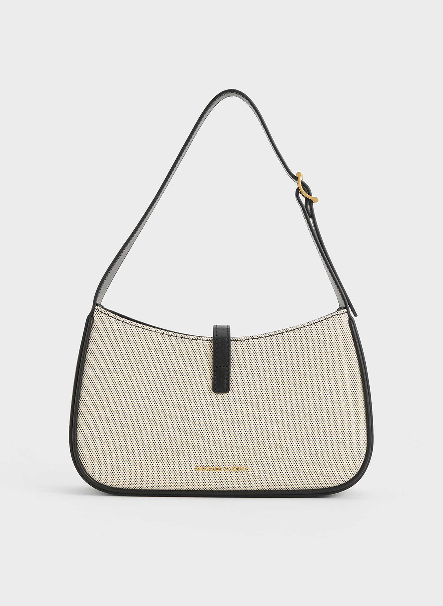 Cesia Canvas Metallic Accent Shoulder Bag, Black, hi-res