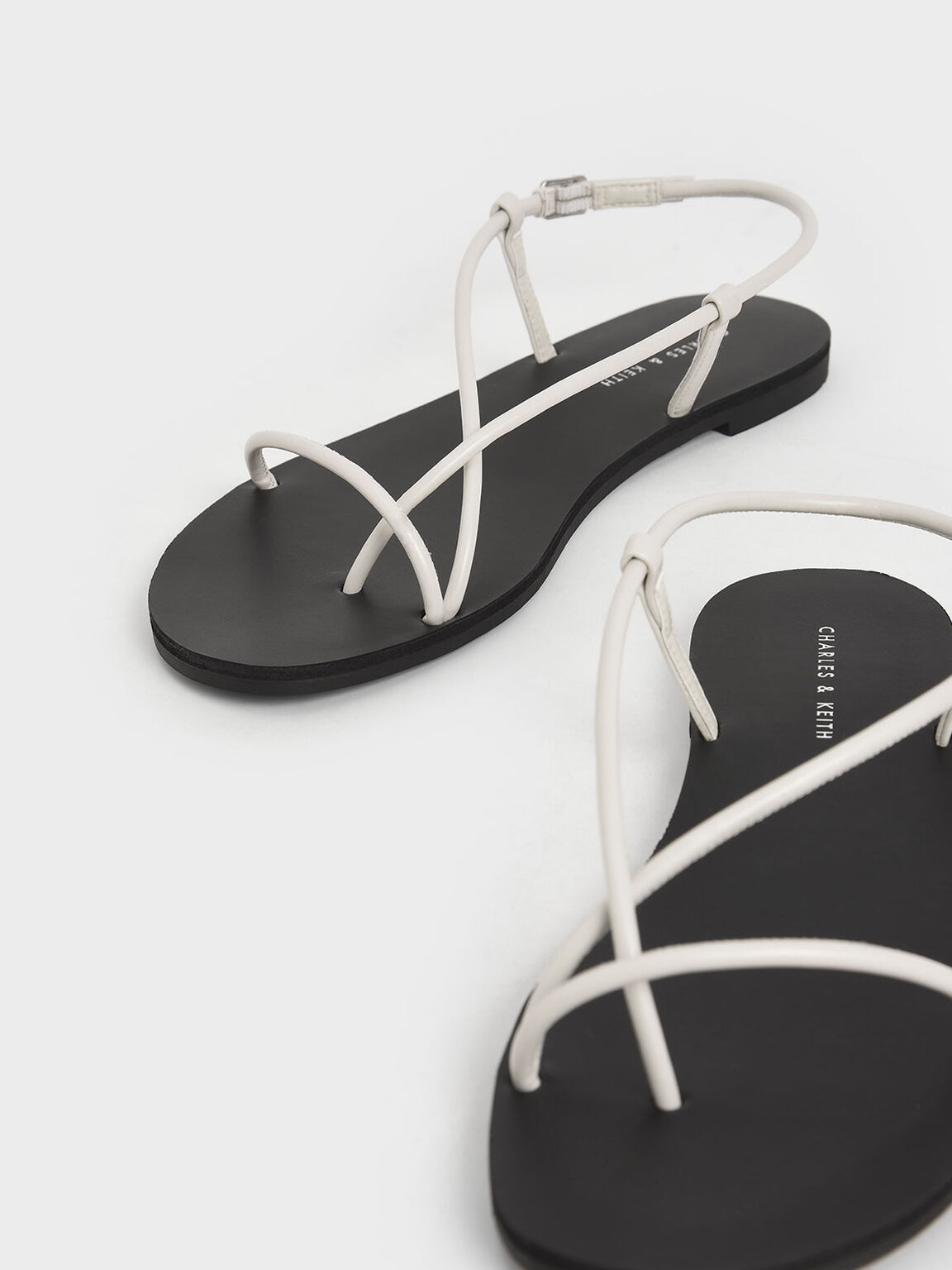 Strappy Thong Sandals, White, hi-res