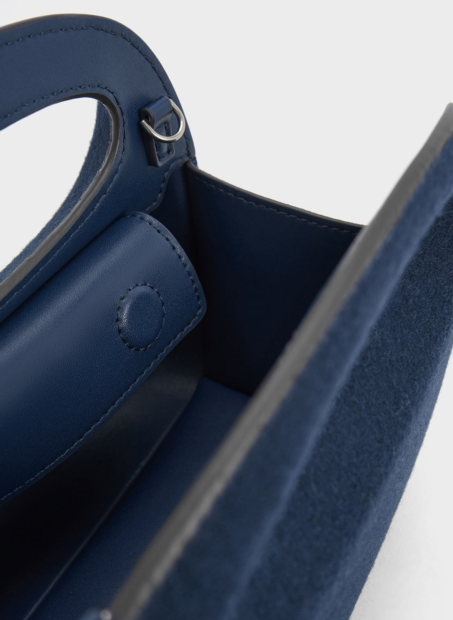 Mini Cocoon Textured Top Handle Bag, Navy, hi-res