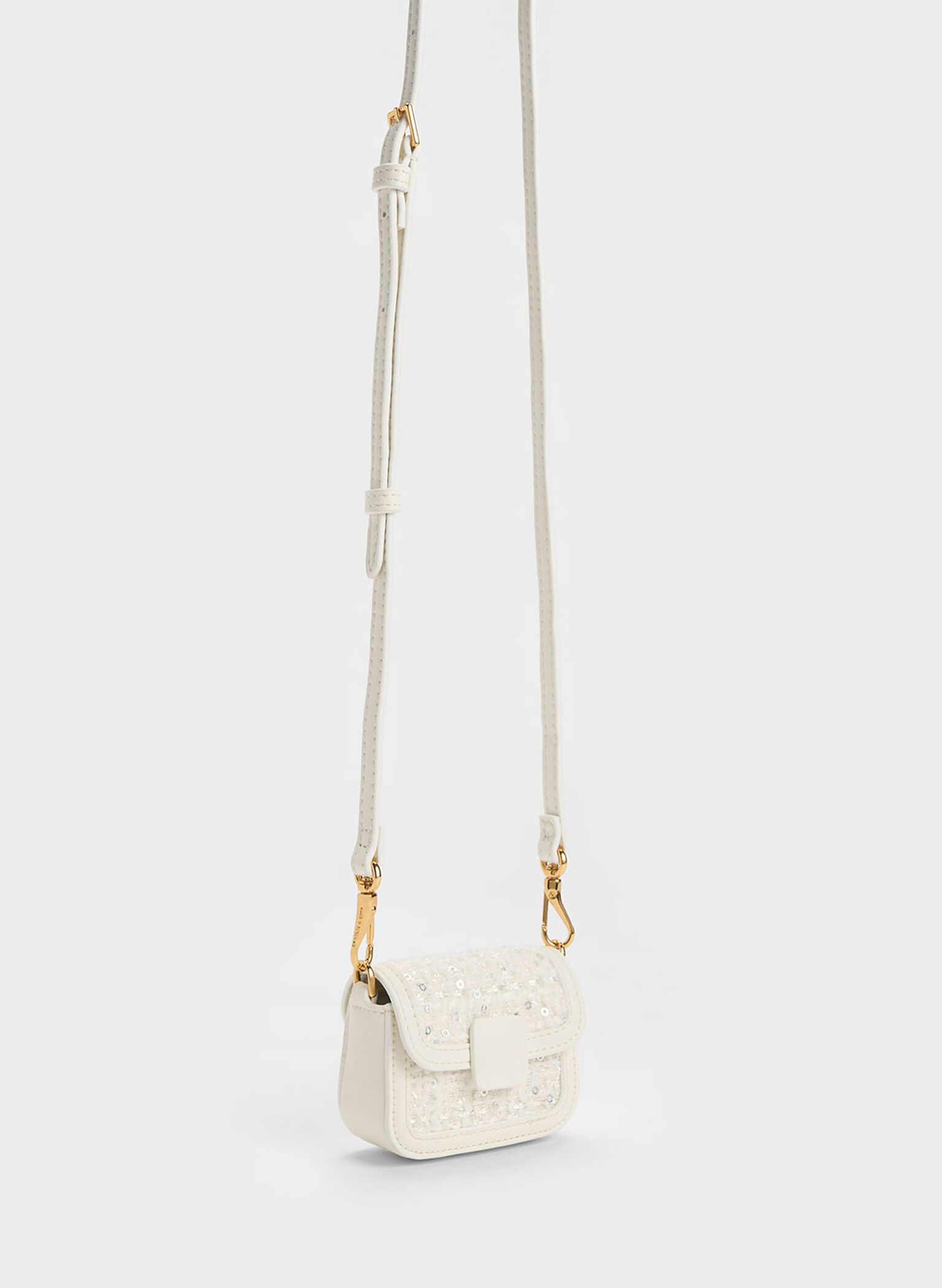 Micro Koa Sequin Tweed Crossbody Bag, Cream, hi-res