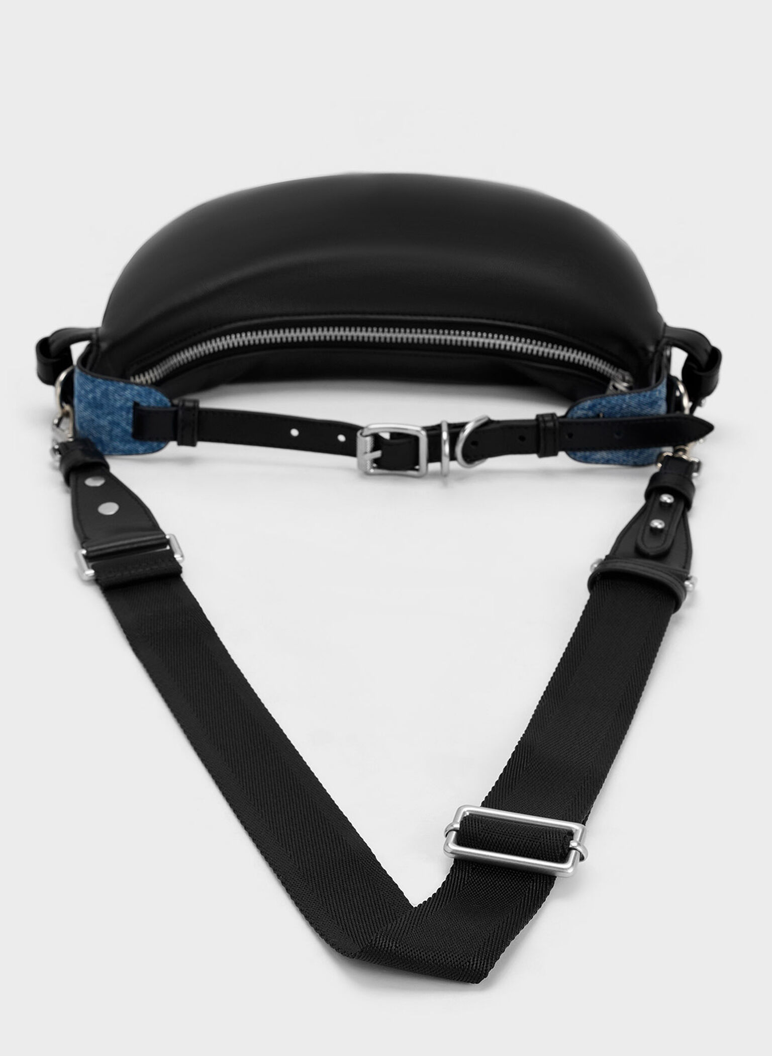 Saskia Crescent Hobo Bag, Noir, hi-res