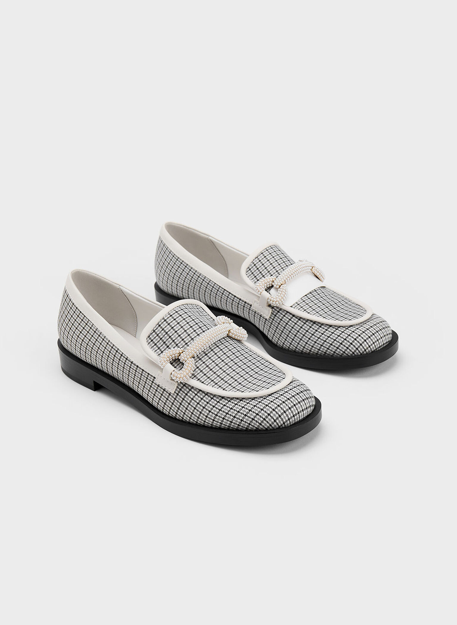Checkered Beaded Strap Loafers, Multi, hi-res