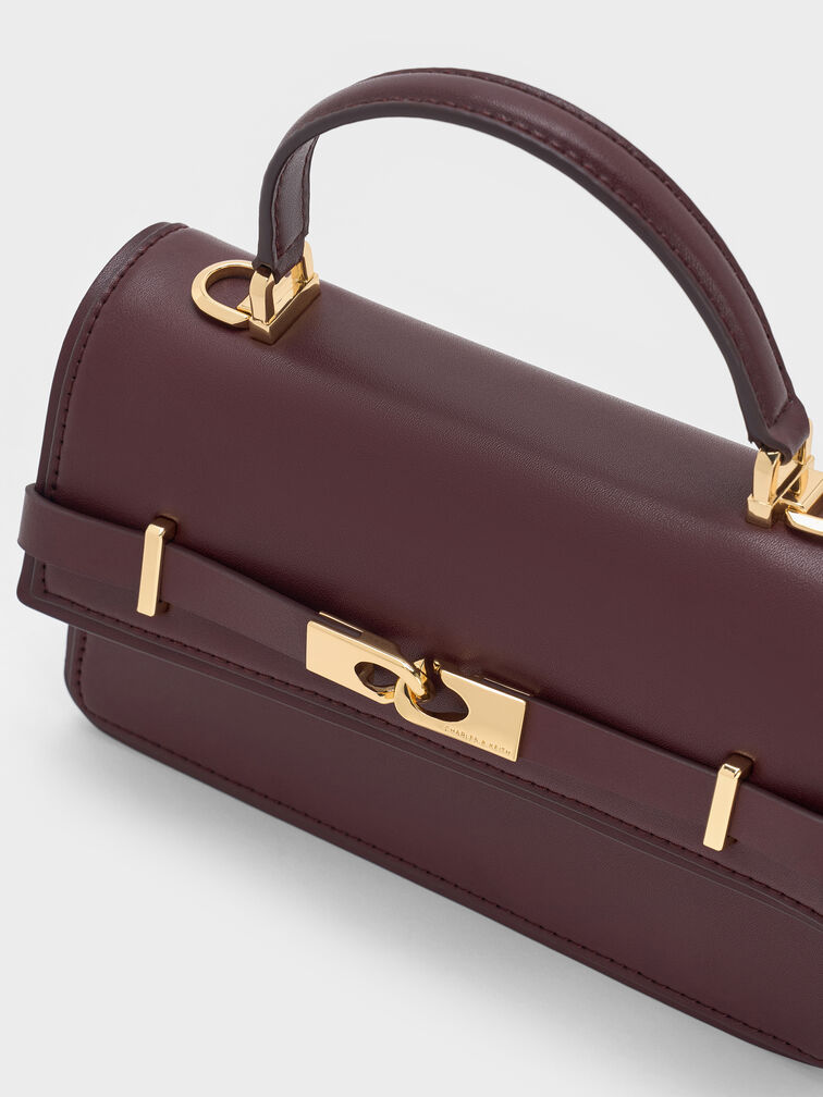 Arlet Belted Top Handle Bag, Wineberry Red, hi-res