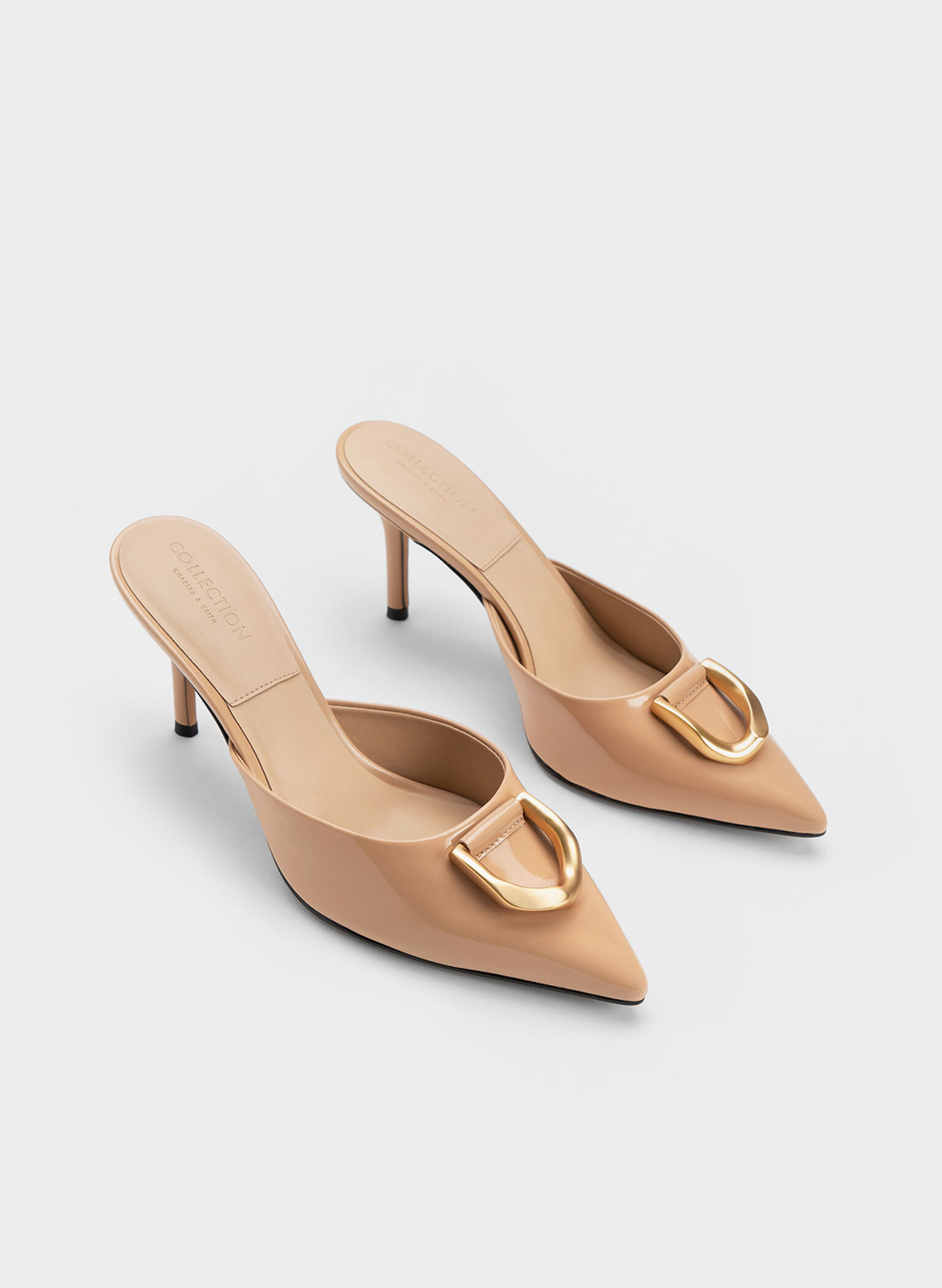 Gabine Patent Leather Mules, Nude, hi-res