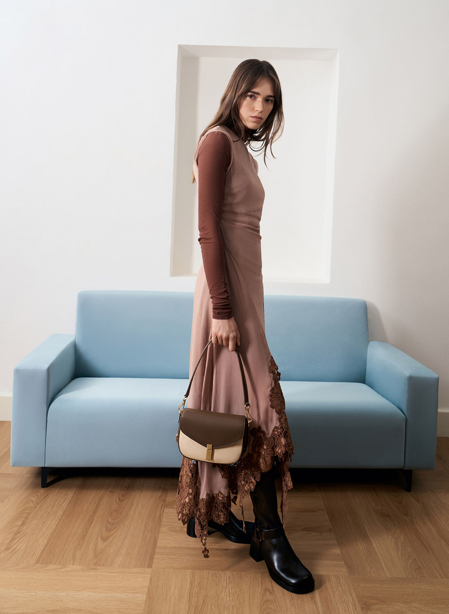 Aurelia Faux Suede Metallic-Accent Saddle Bag, Multi, hi-res