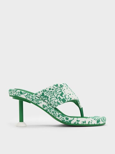 Noemi Knitted Spool Heel Sandals, Green, hi-res