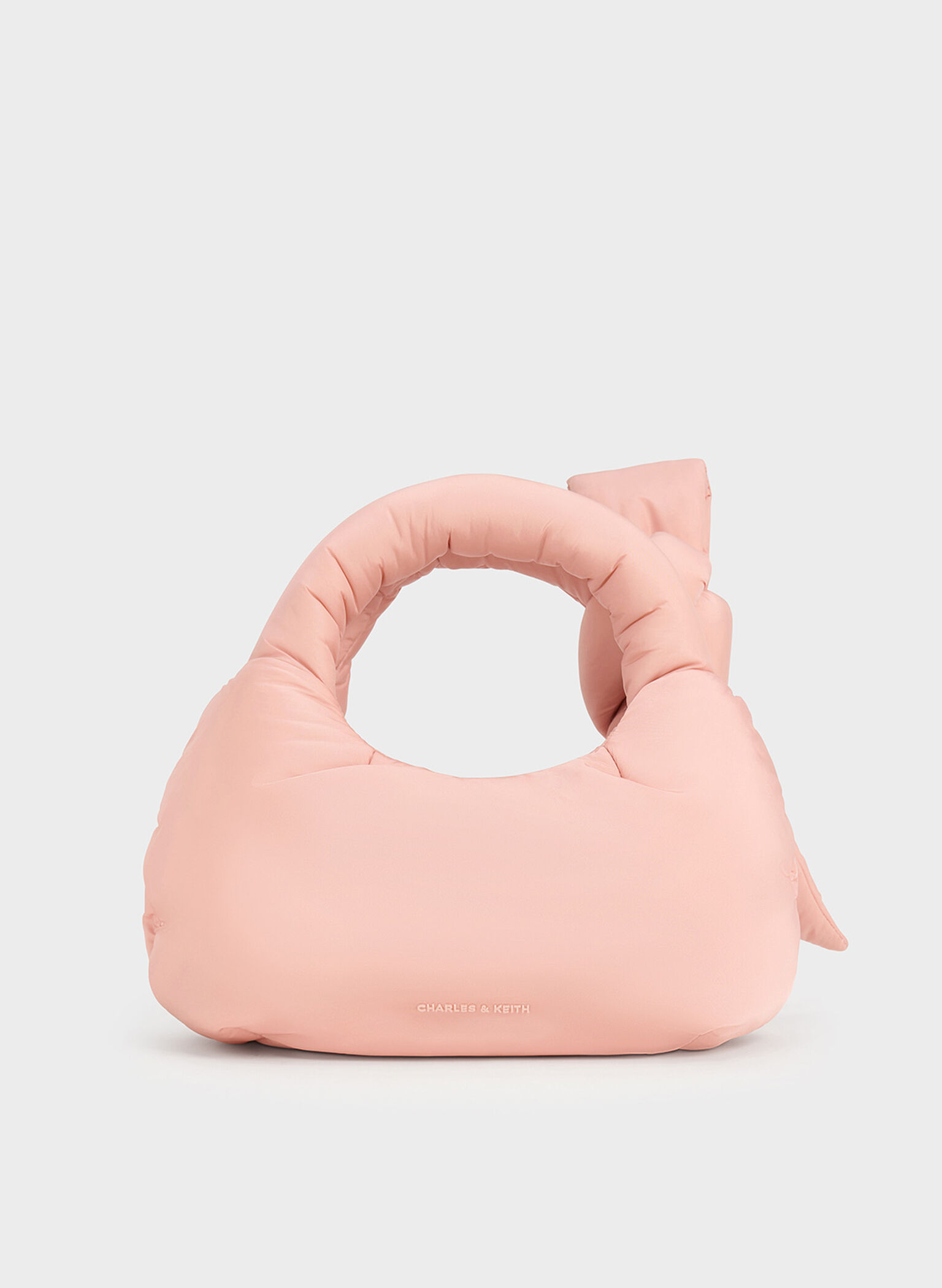 Delilah Nylon Bow Puffy Bag, Pink, hi-res