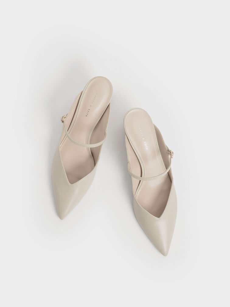 Cammie Metallic Sculptural Heel Mules, Chalk, hi-res