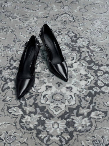 Erinna Metallic-Accent Pointed-Toe Pumps, Black Box, hi-res