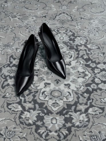 Erinna Metallic-Accent Pointed-Toe Pumps, Black Box, hi-res