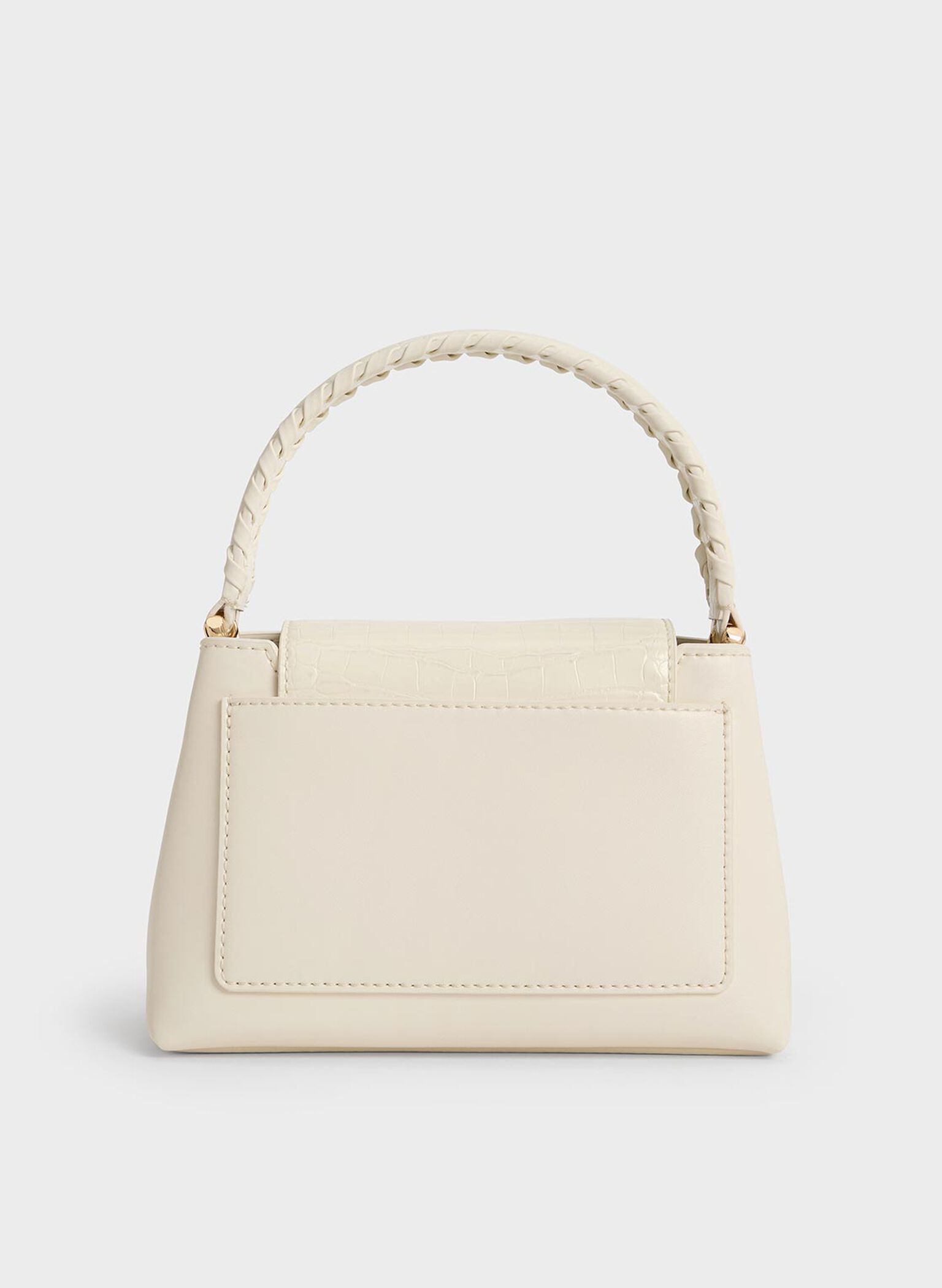Arwen Croc-Effect Braided-Strap Top Handle Bag, Cream, hi-res