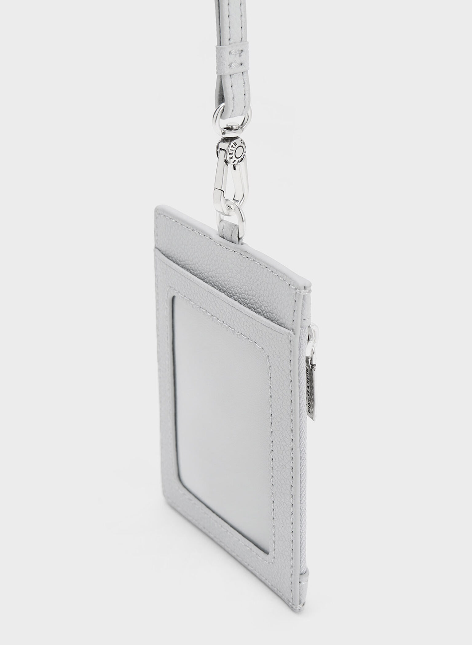 Side Zip Card Holder, Light Grey, hi-res