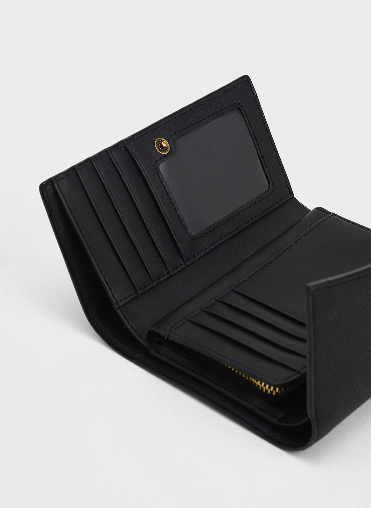 Huxley Metallic-Accent Front Flap Wallet, Black, hi-res