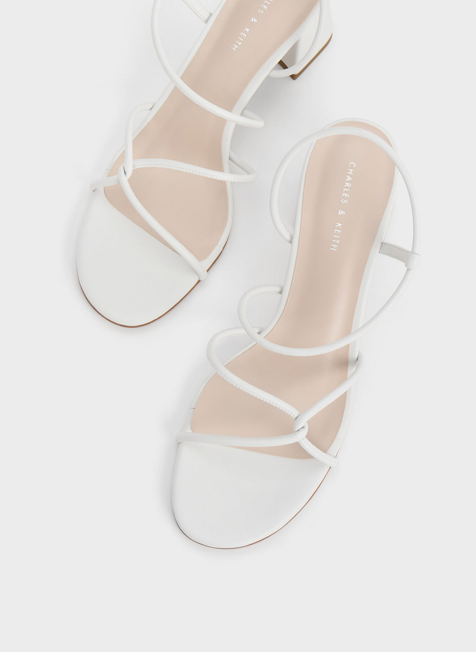Meadow Strappy Block Heel Sandals, White, hi-res