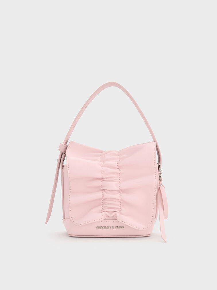 Kadee Ruched Bow-Charm Mini Bag, Cotton Candy Pink, hi-res