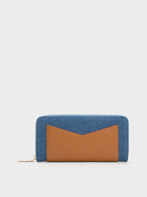Gaia Denim Zip-Around Wallet, Denim Blue, hi-res