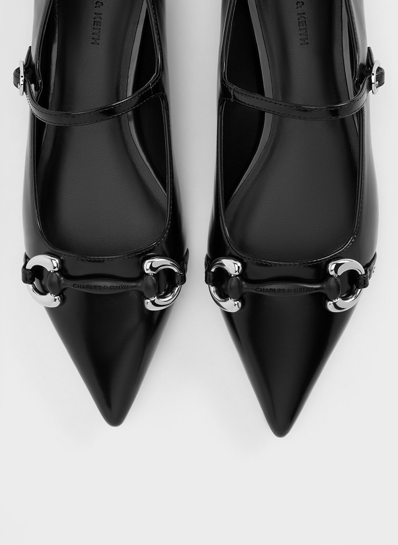 Metallic Accent Pointed-Toe Mary Janes, Black Box, hi-res