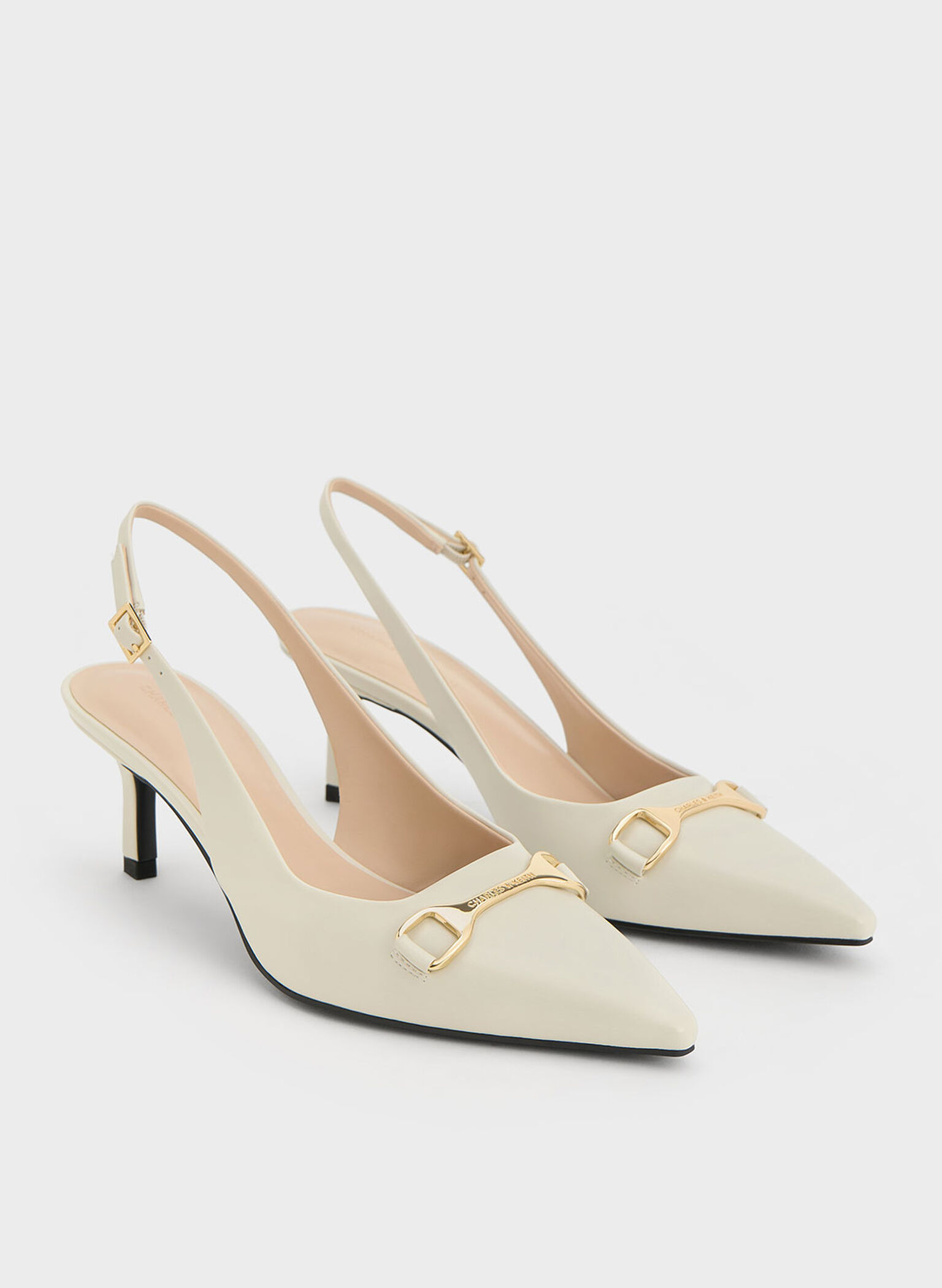 Leslie Metallic-Accent Slingback Pumps, Chalk, hi-res