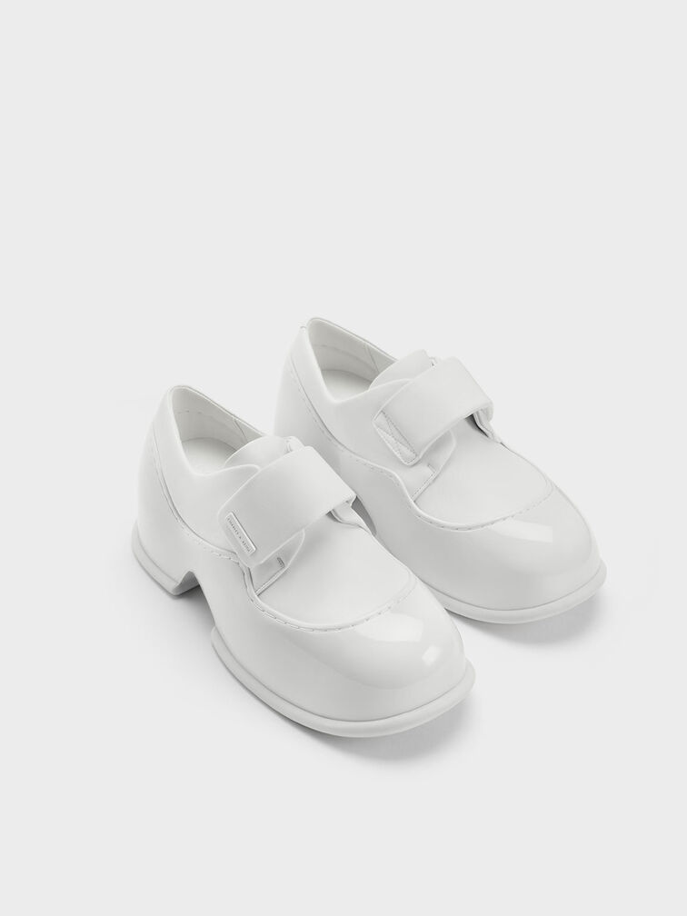 Pixie Patent Platform Loafers, White, hi-res