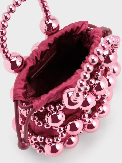 Beaded Top Handle Bag, Fuchsia, hi-res