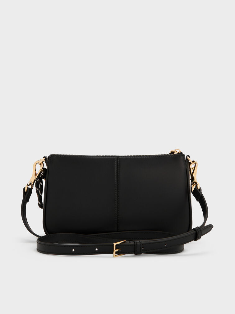 Addison Knotted-Rope Shoulder Bag, Black, hi-res