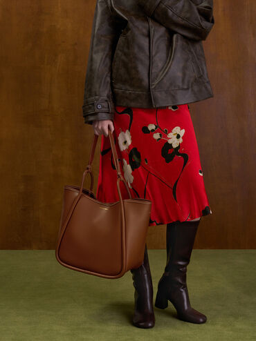 Lyla Tubular Slouchy Tote Bag, Chocolate, hi-res