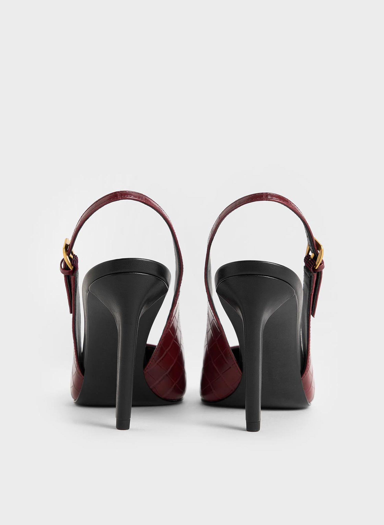 Croc-Effect Cone-Heel Pointed-Toe Pumps, Animal Print Red, hi-res